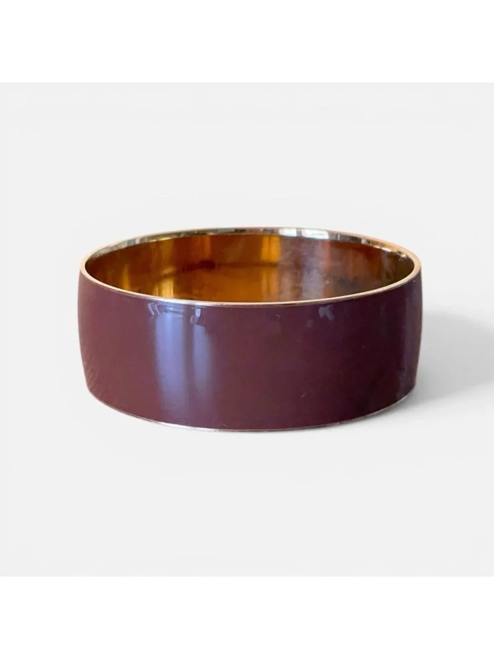 J Crew Womens Enamel Bangle Bracelet Brown Gold Tone Wide Preppy Minimalist